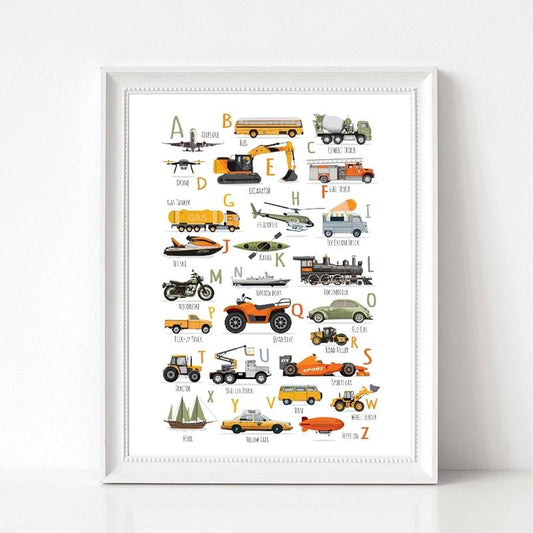 Abstract Cars Alphabet Canvas Print