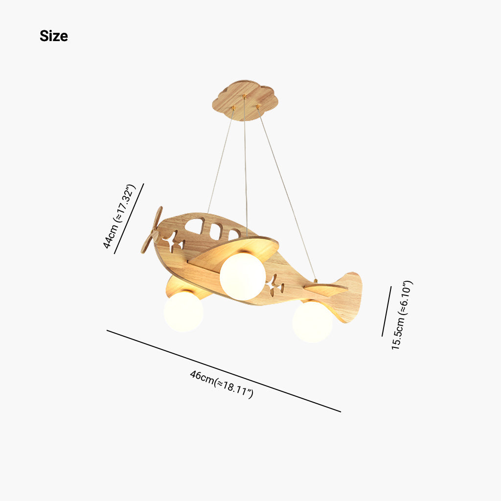 Ceiling Light Airplane Chandelier Cartoon Wood for Children's Room