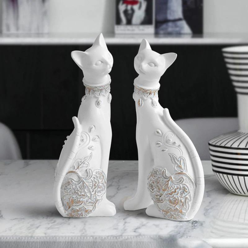 HomeQuill‚Ñ¢ Luxury Cat Figurine (Set of 2) - Nordic Side - 