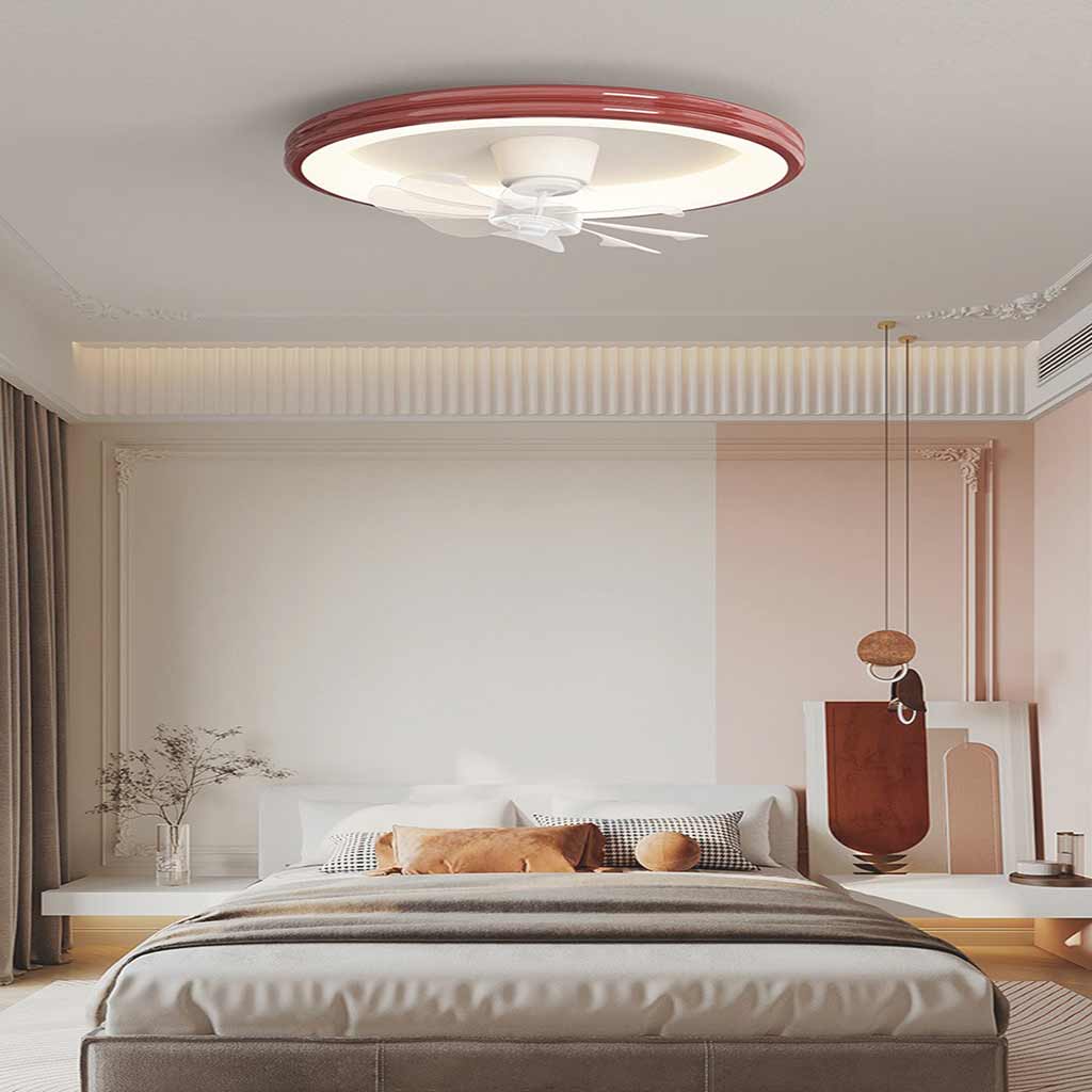 Ceiling Fan with LED Bright Light Flush Mount Cream, 5 Colors