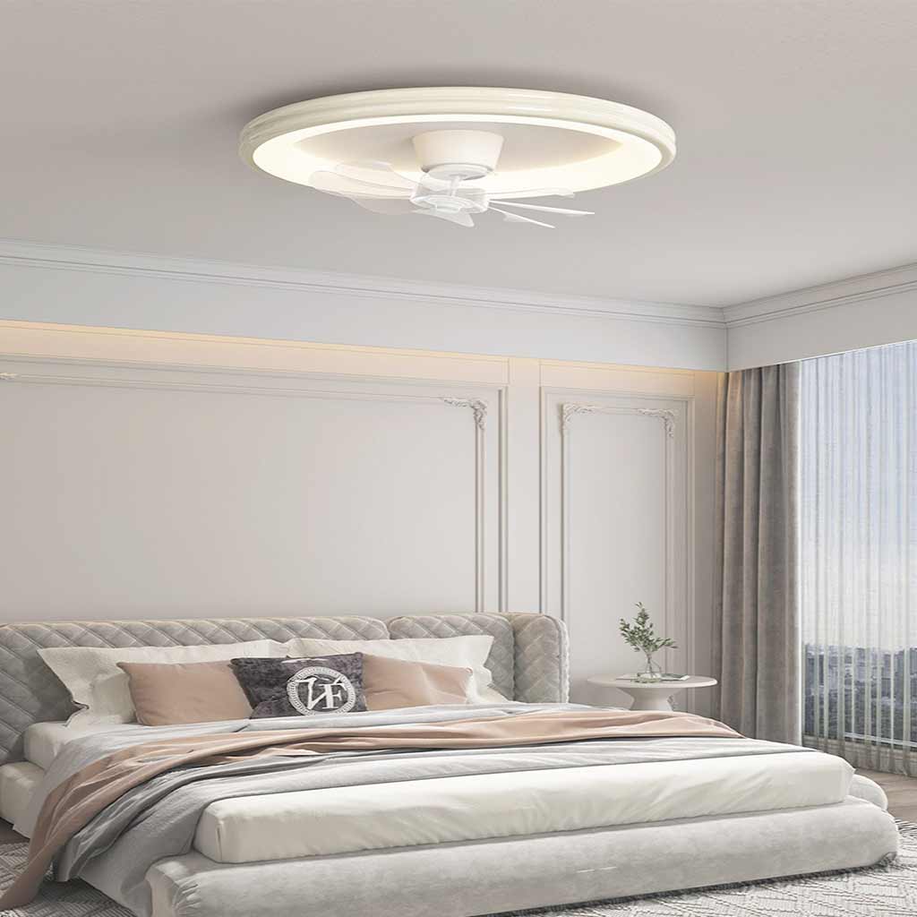 Ceiling Fan with LED Bright Light Flush Mount Cream, 5 Colors