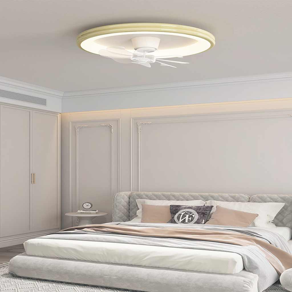 Ceiling Fan with LED Bright Light Flush Mount Cream, 5 Colors