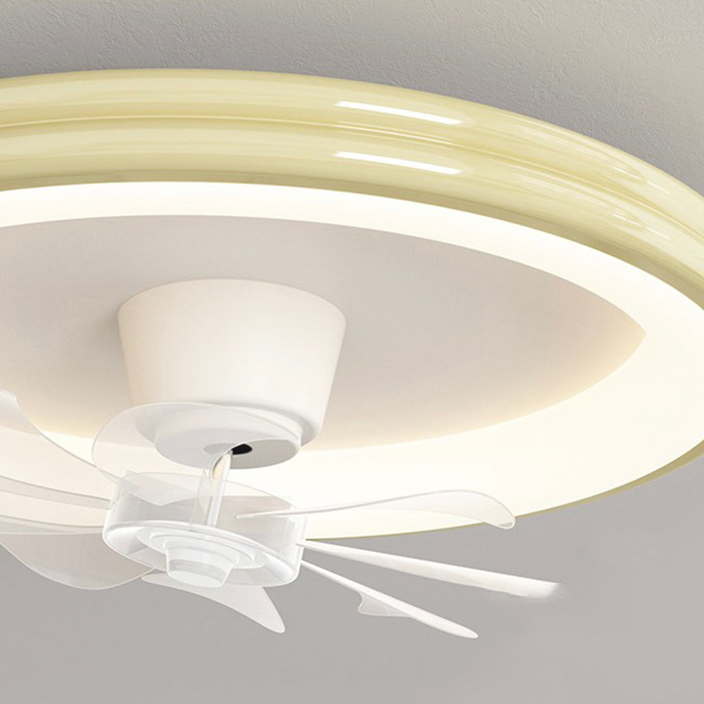 Ceiling Fan with LED Bright Light Flush Mount Cream, 5 Colors