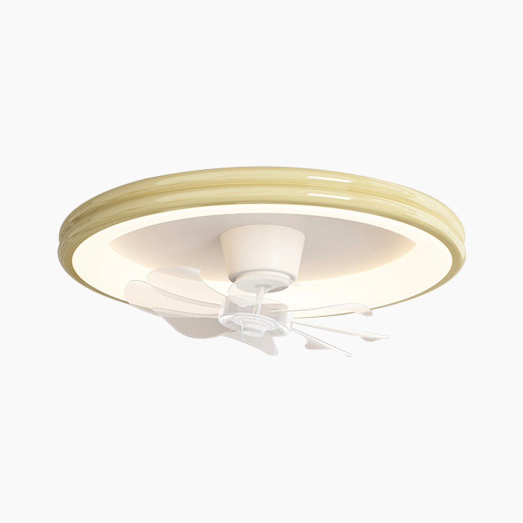 Ceiling Fan with LED Bright Light Flush Mount Cream, 5 Colors