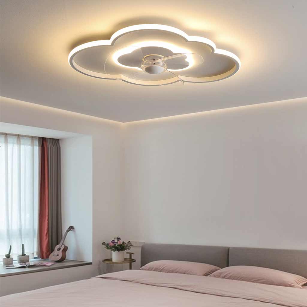 Ceiling Fan with Dimmable LED Light, Creative Cloud/White