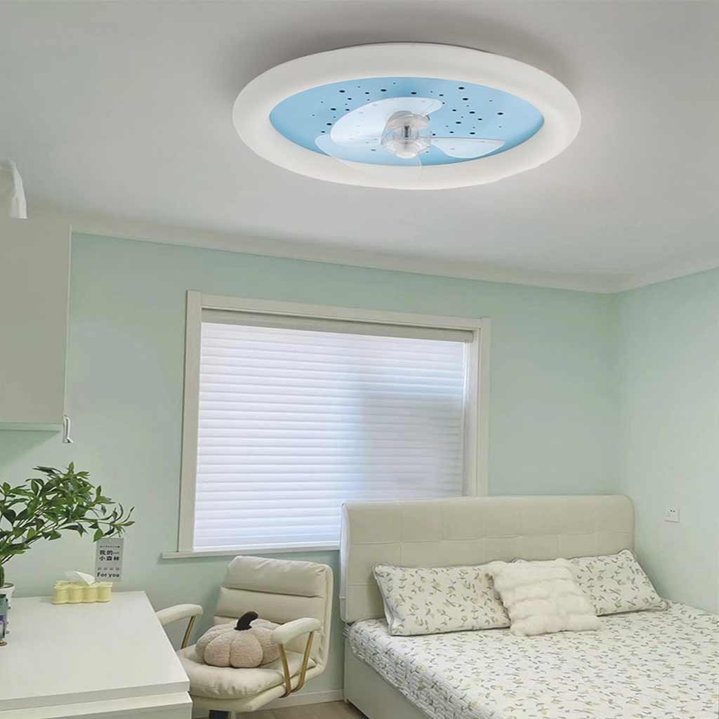 Ceiling Fan with Dimmable LED Light for Kids Room, Starry Sky/Round