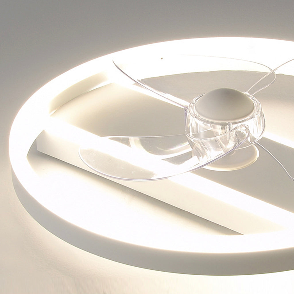 Ceiling Fan with LED Light Simple Round 3 Blades, White