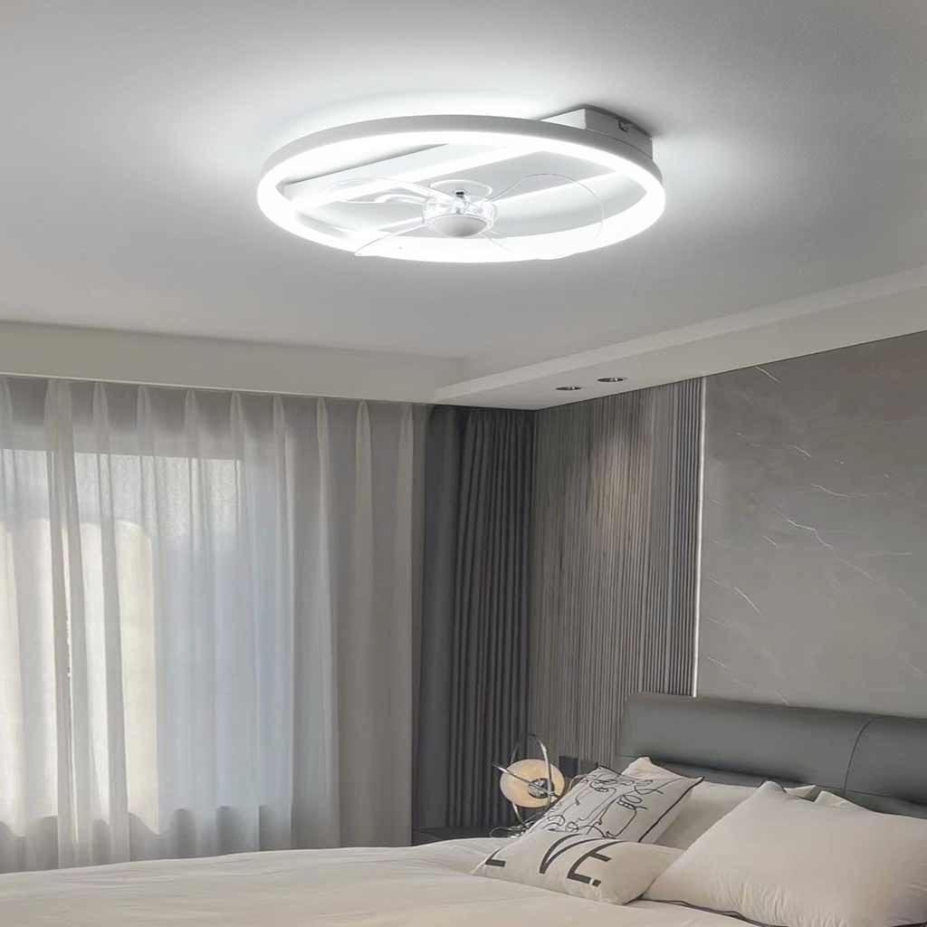Ceiling Fan with LED Light Simple Round 3 Blades, White