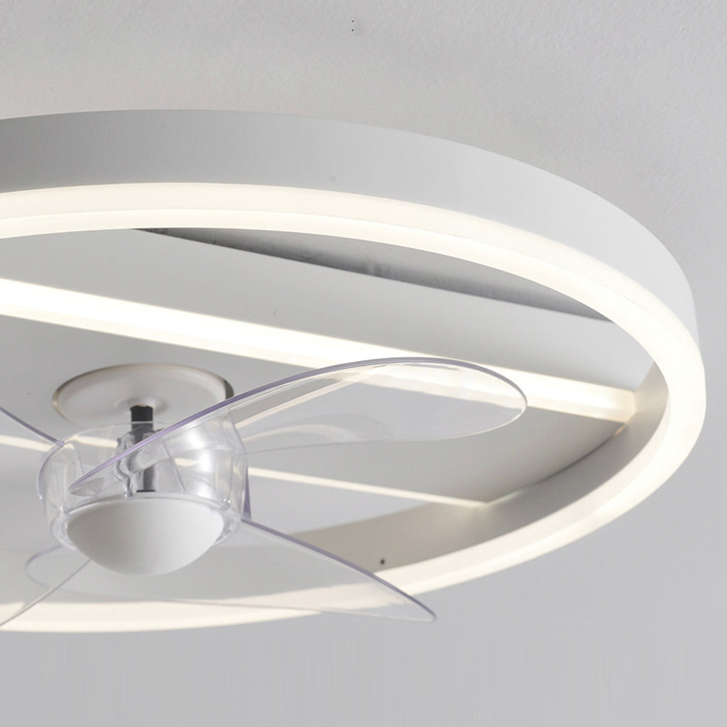Ceiling Fan with LED Light Simple Round 3 Blades, White