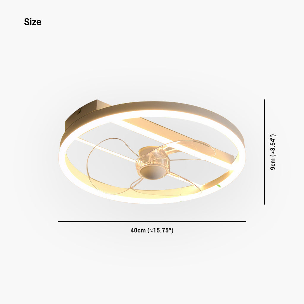 Ceiling Fan with LED Light Simple Round 3 Blades, White