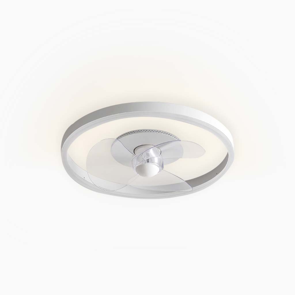 Ceiling Fan with LED Light Minimalist Silent Round, White