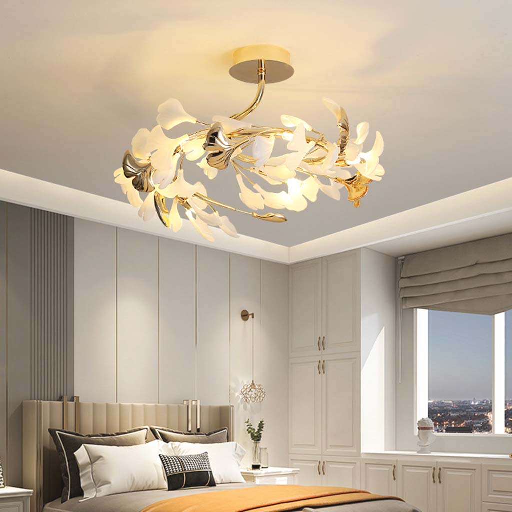 Ceiling Light Modern Art Deco Ceramic Ginkgo Leaves