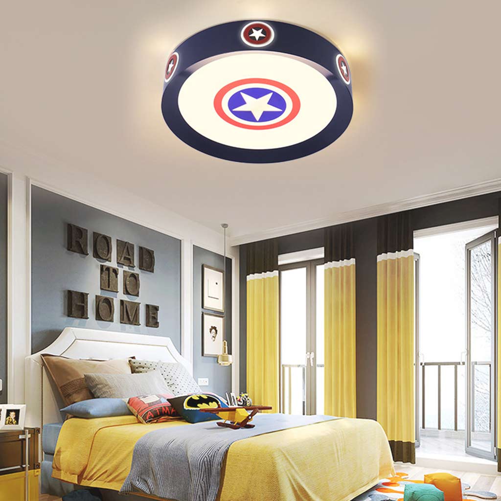 Ceiling Light Kids Bedroom Captain America Shield with Star, Iron & Acrylic