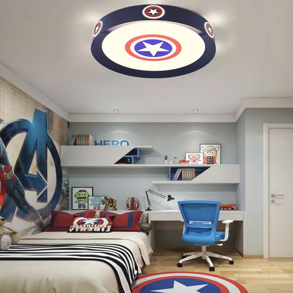 Ceiling Light Kids Bedroom Captain America Shield with Star, Iron & Acrylic