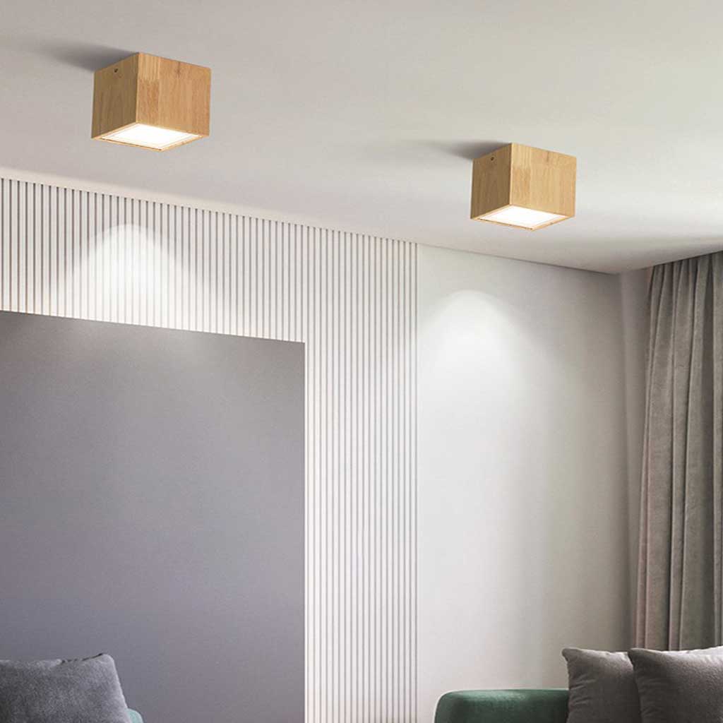 Ceiling Light Downlight Wood LED Cylinder/Cube, Log Color