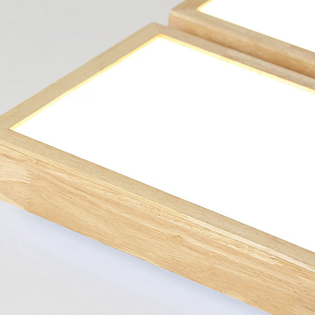 Ceiling Light Flush Mount Nordic Wooden Rectangle Bright LED Dimmable