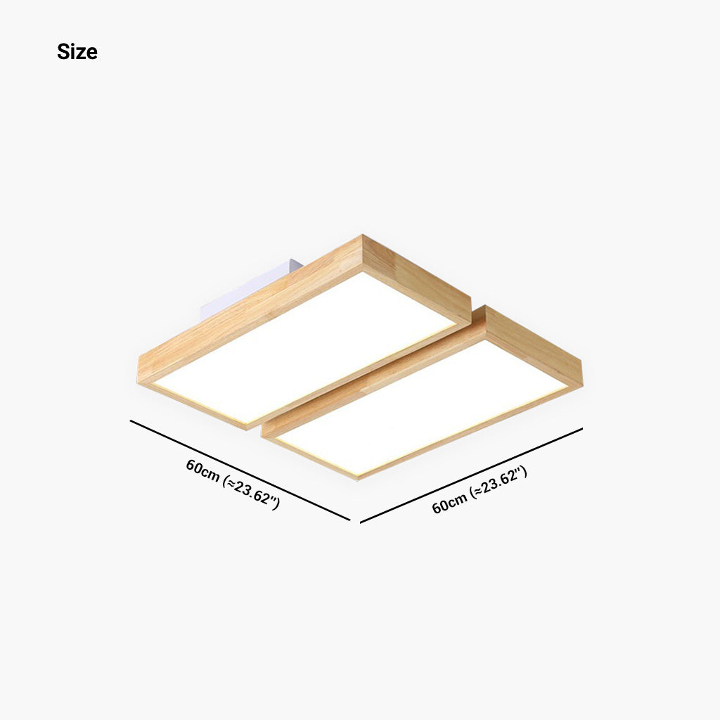 Ceiling Light Flush Mount Nordic Wooden Rectangle Bright LED Dimmable