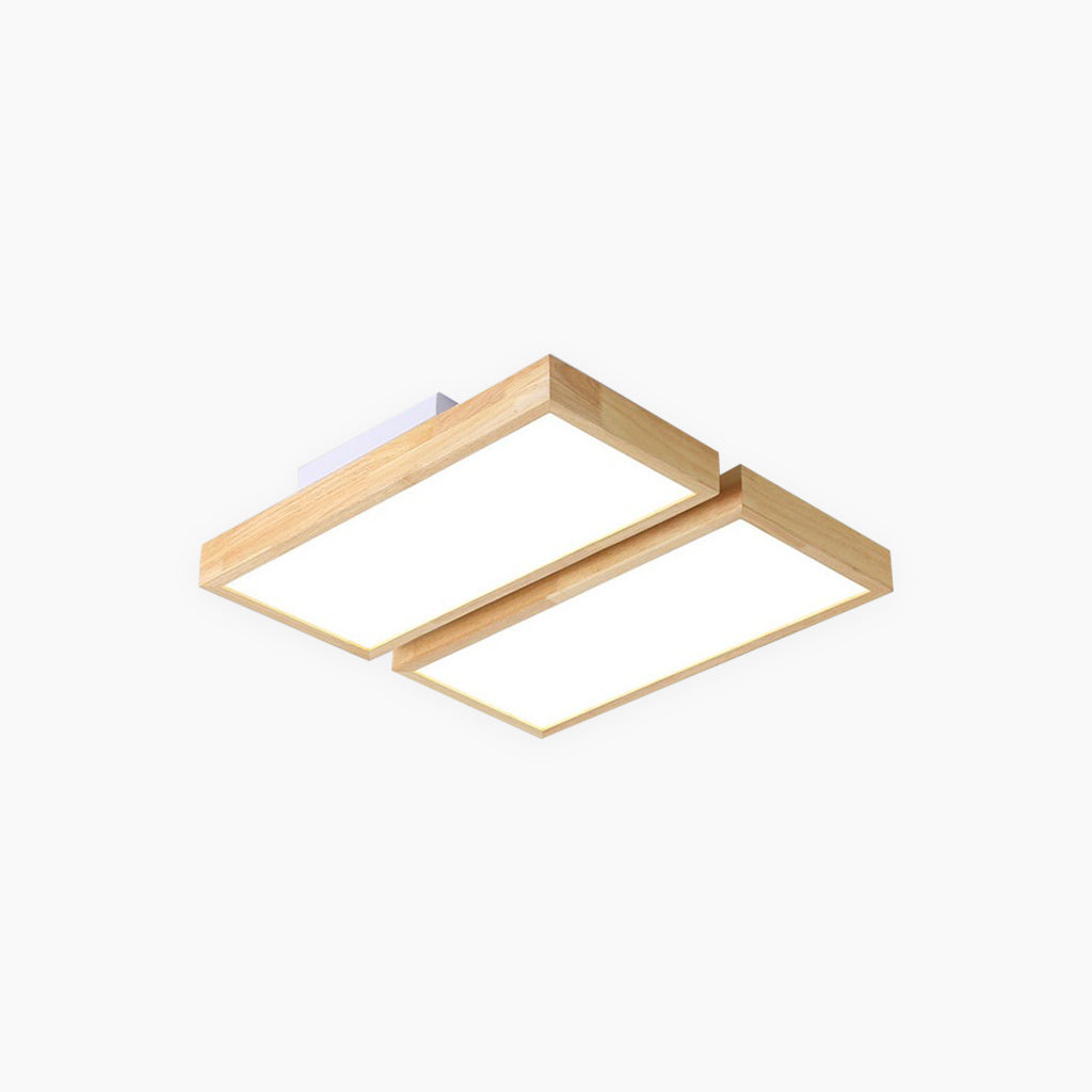 Ceiling Light Flush Mount Nordic Wooden Rectangle Bright LED Dimmable