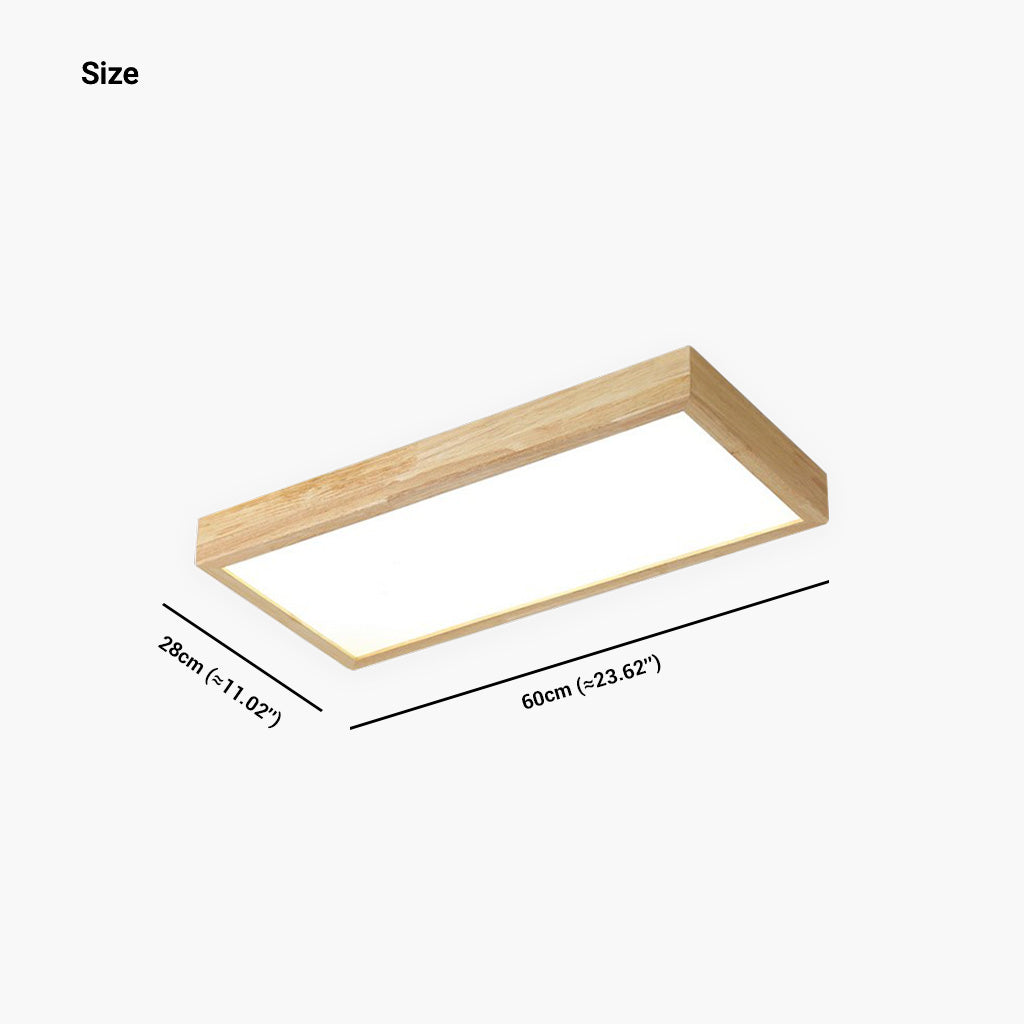 Ceiling Light Flush Mount Nordic Wooden Rectangle Bright LED Dimmable