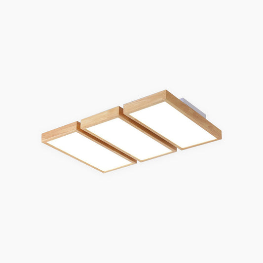 Ceiling Light Flush Mount Nordic Wooden Rectangle Bright LED Dimmable