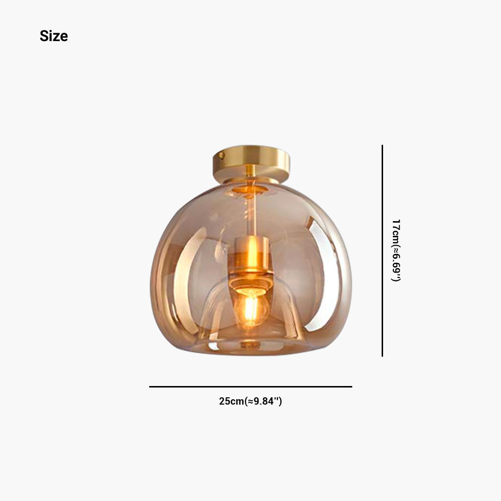 Semi-Flush Mount Ceiling Light Modern Glass Globe, Black / Gold