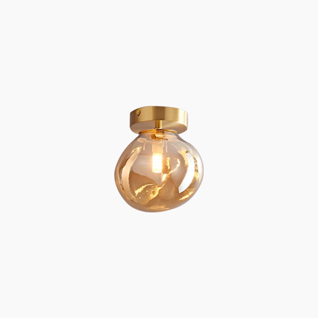 Semi-Flush Mount Ceiling Light Modern Glass Globe, Black / Gold