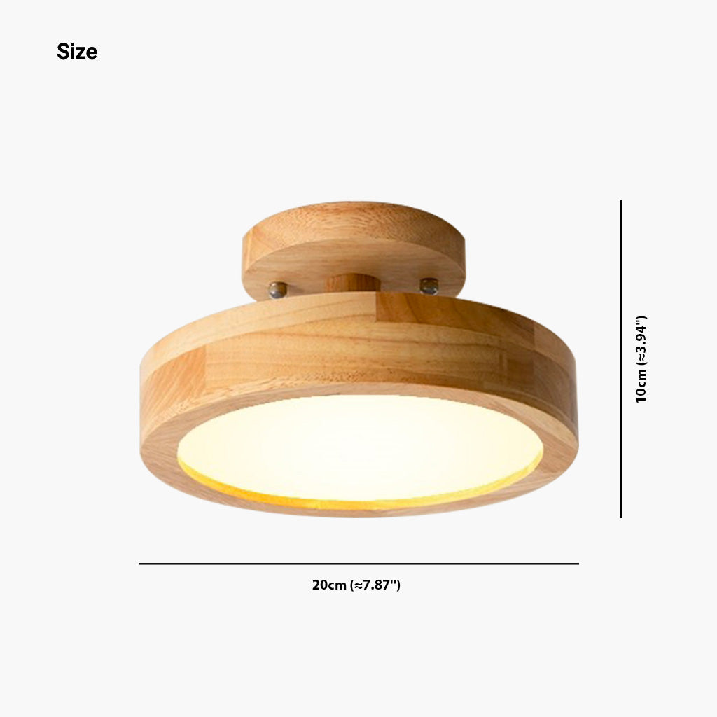 Ceiling Light Semi Flush Mount Nordic Macaron Round LED, Wood