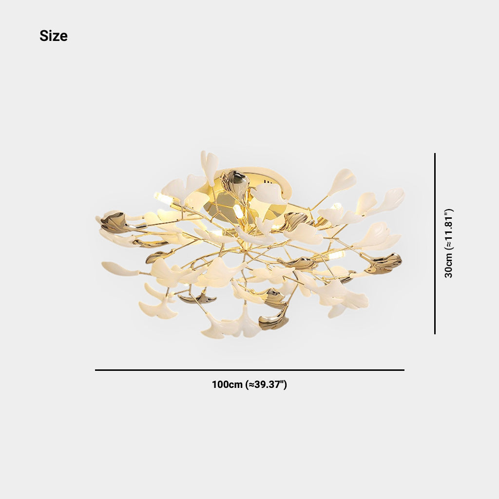 Ceiling Light Modern Art Deco Ceramic Ginkgo Leaves