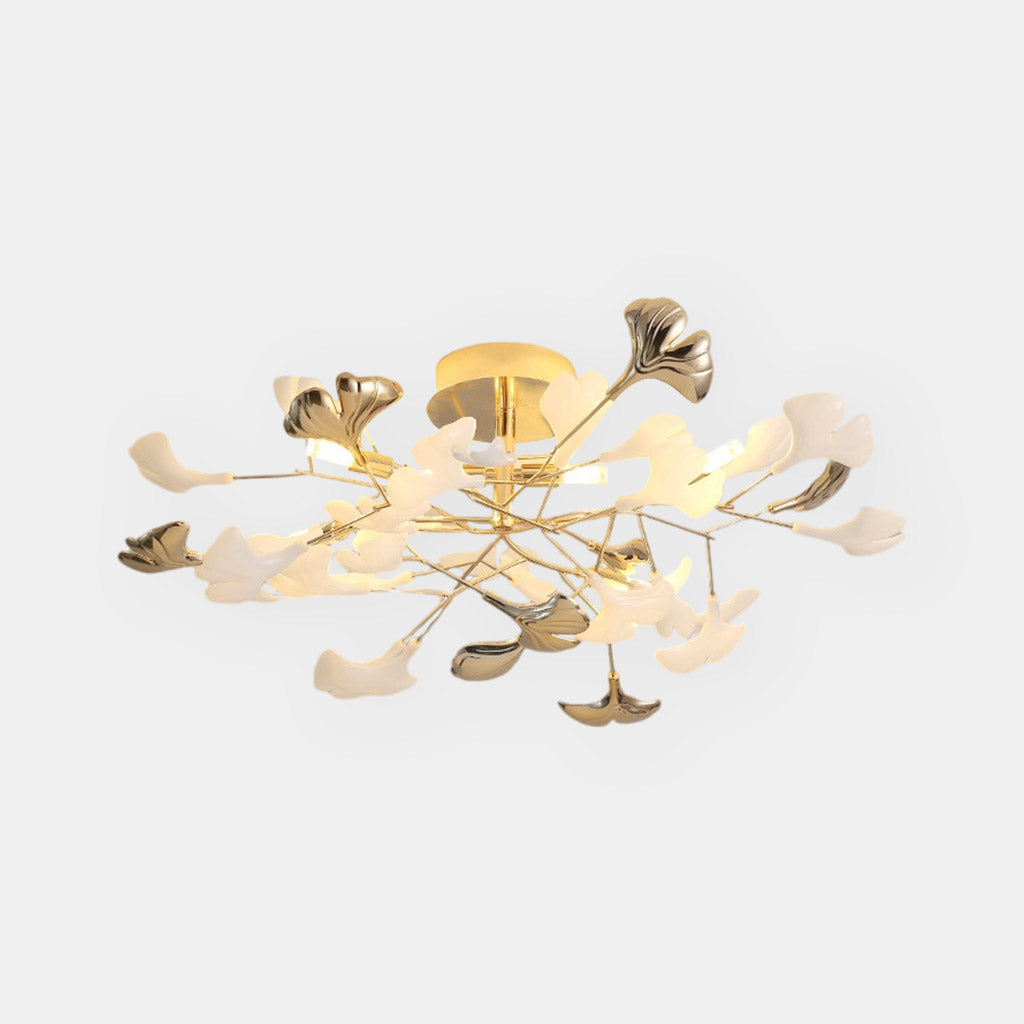 Ceiling Light Modern Art Deco Ceramic Ginkgo Leaves