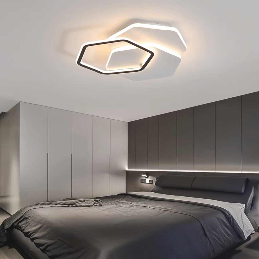 Ceiling Light Nordic Geometric Dimmable LED, White & Black