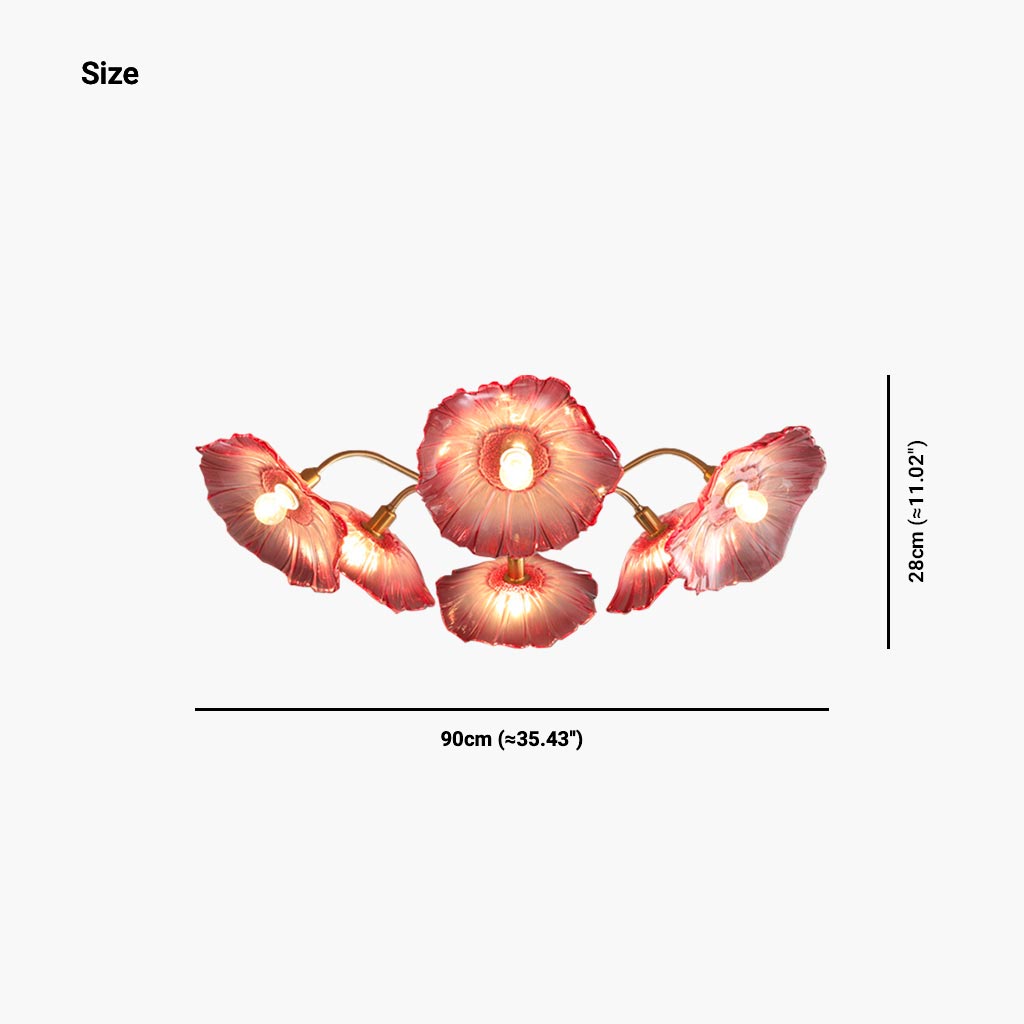 Chandelier / Ceiling Light Retro Glass Lotus Flower, Purple / White