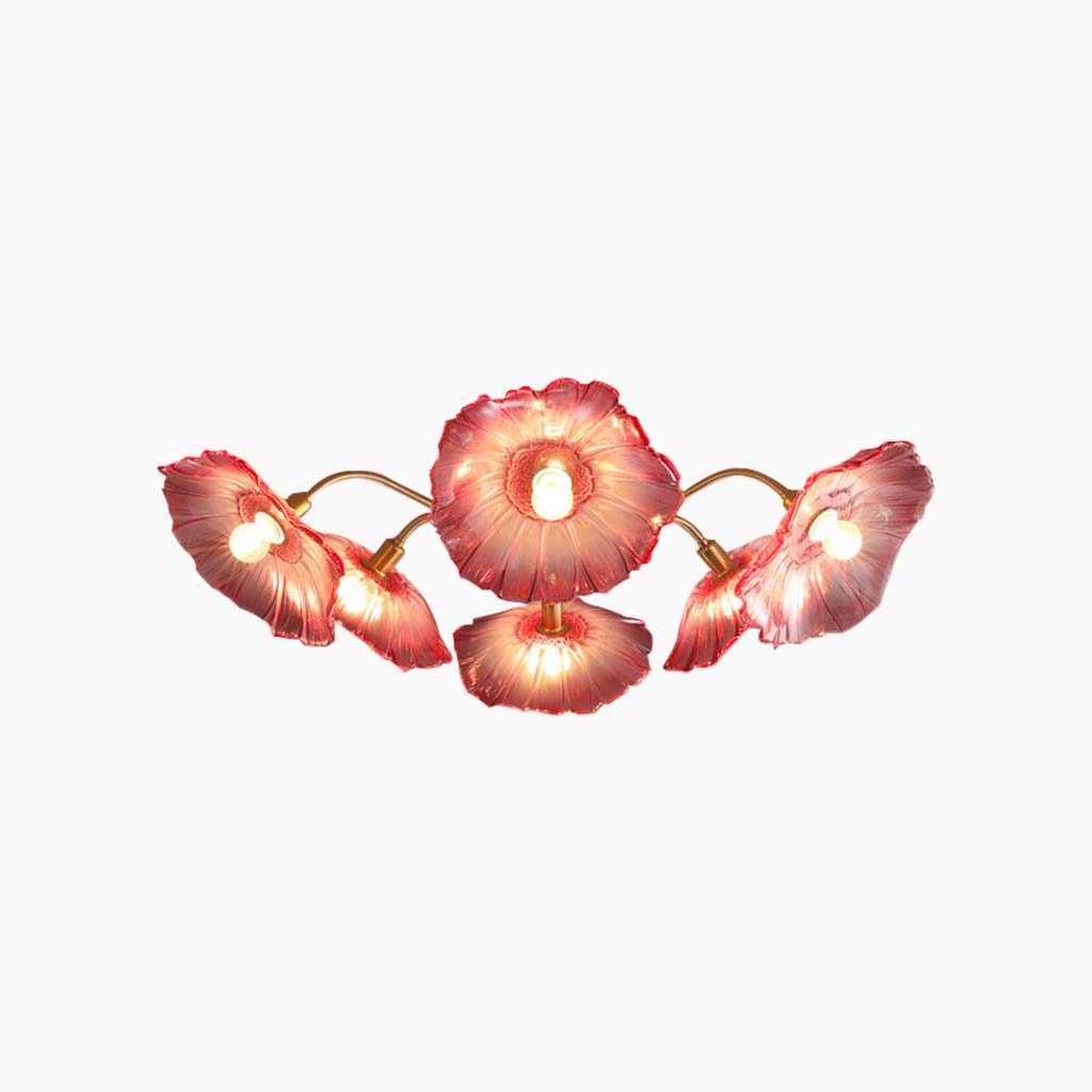 Chandelier / Ceiling Light Retro Glass Lotus Flower, Purple / White