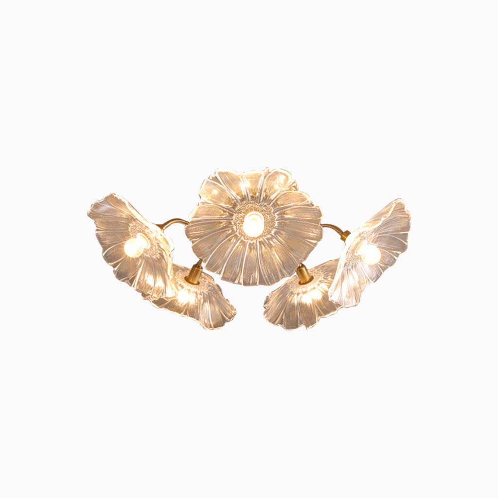 Chandelier / Ceiling Light Retro Glass Lotus Flower, Purple / White