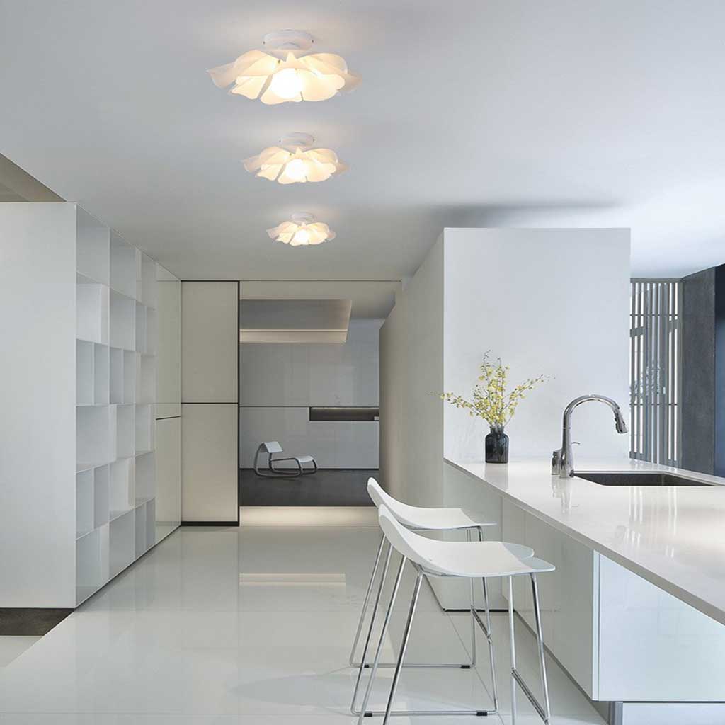 Ceiling Light Semi-Flush Mount Unique Acrylic Flower, White