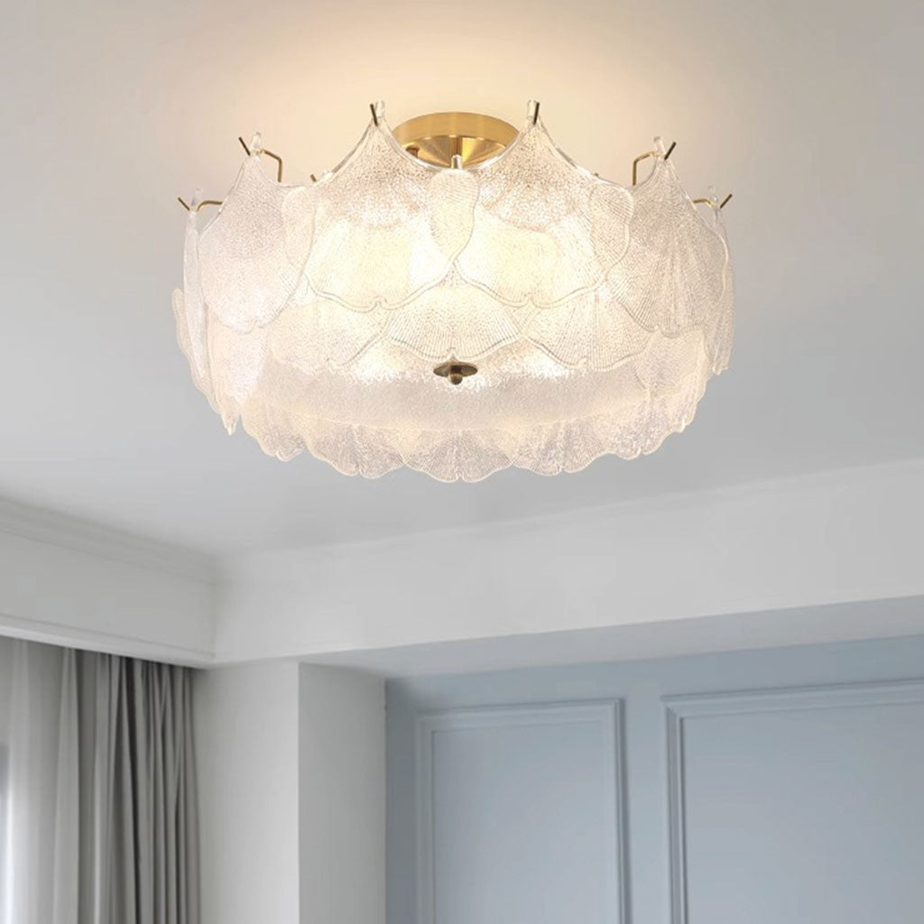 Chandelier/Flush Mount Ceiling Light Unique Glass Ginkgo Leaf
