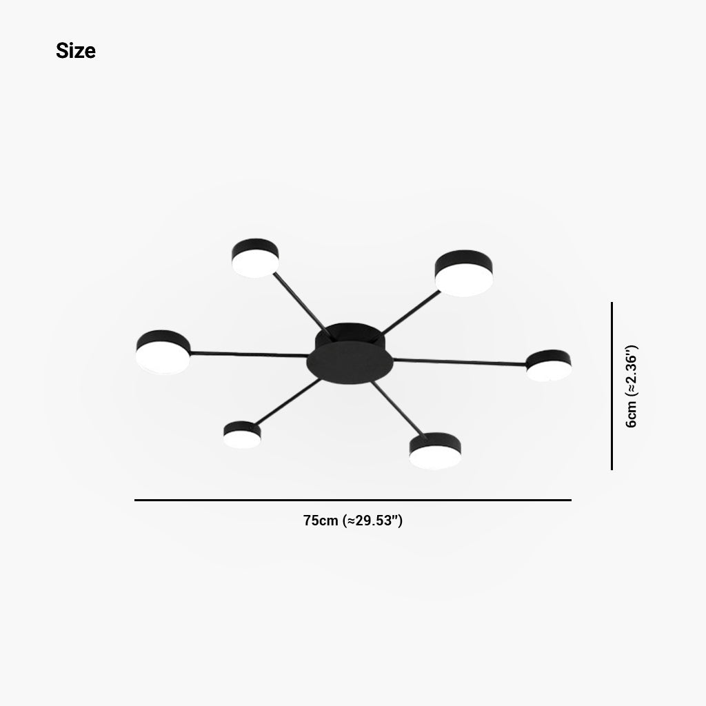 Ceiling Light Modern Unique Sputnik LED, Black / Gold