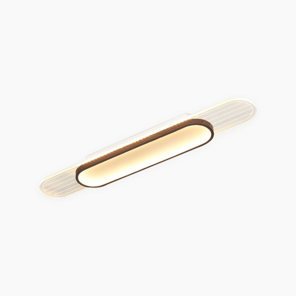 Ceiling/Wall Light Modern Oval Linear LED, Log/Walnut Color