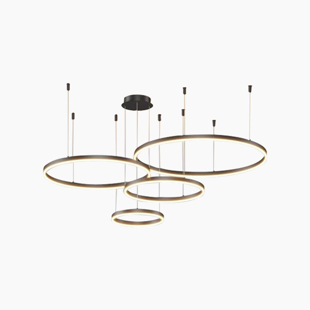 Chandelier Dimmable Minimalist Aluminum Multiple Rings, Gold/Black
