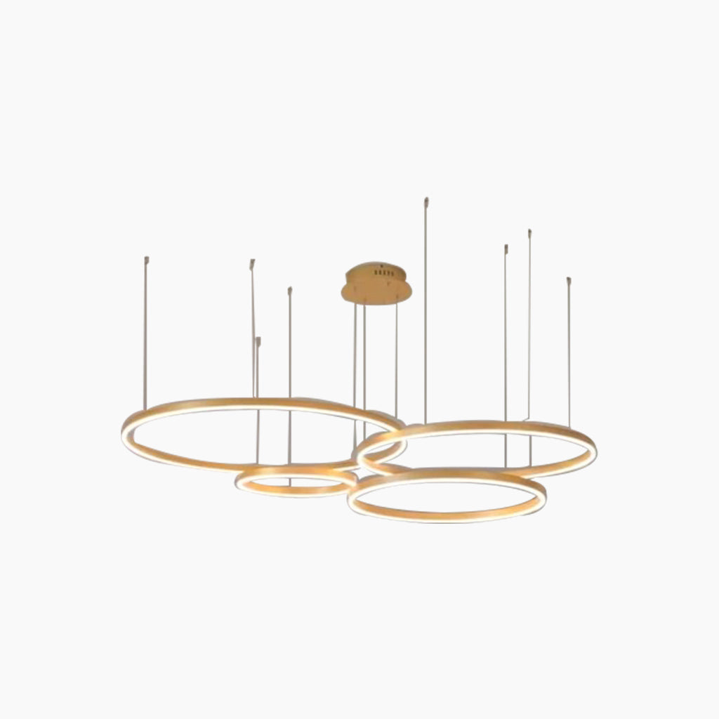 Chandelier Dimmable Minimalist Aluminum Multiple Rings, Gold/Black