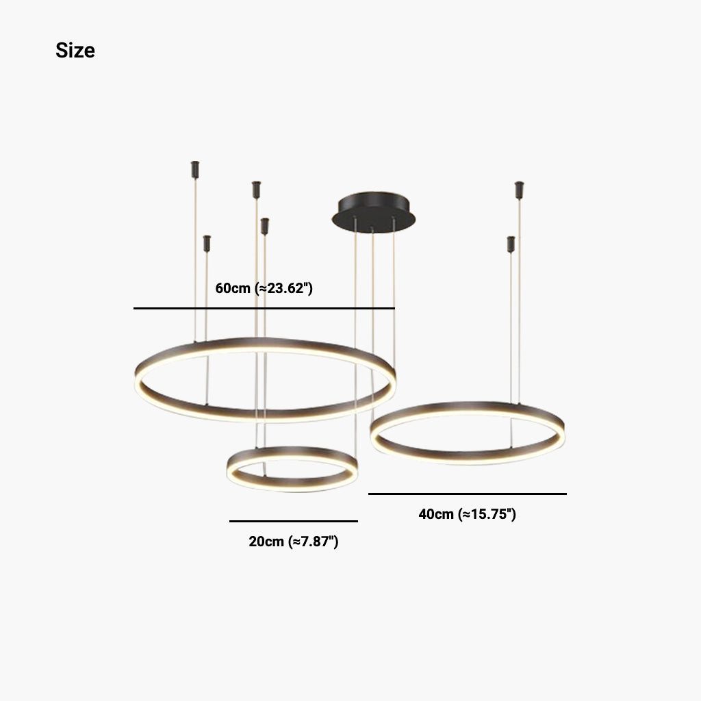 Chandelier Dimmable Minimalist Aluminum Multiple Rings, Gold/Black
