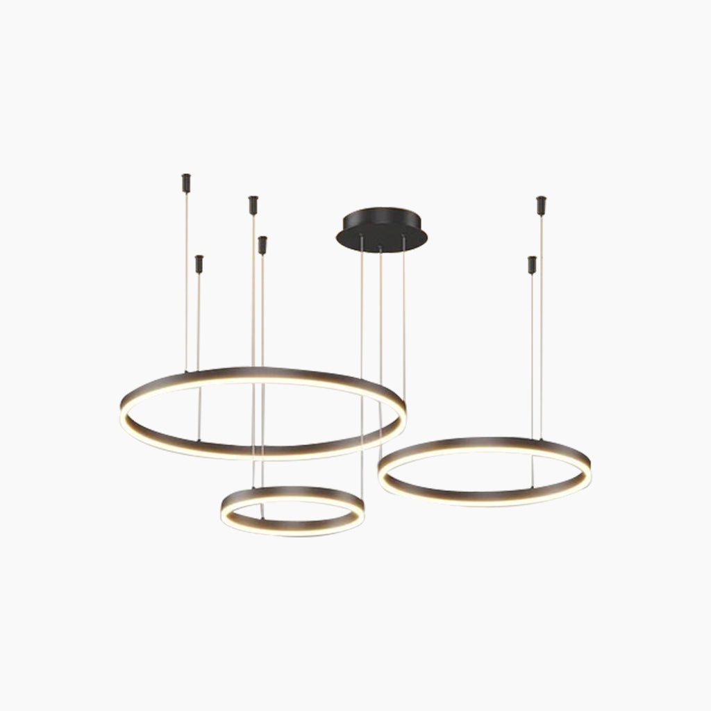 Chandelier Dimmable Minimalist Aluminum Multiple Rings, Gold/Black