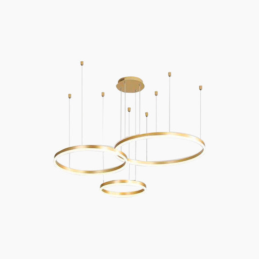 Chandelier Dimmable Minimalist Aluminum Multiple Rings, Gold/Black