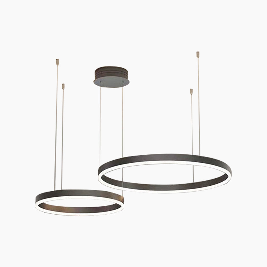 Chandelier Dimmable Minimalist Aluminum Multiple Rings, Gold/Black