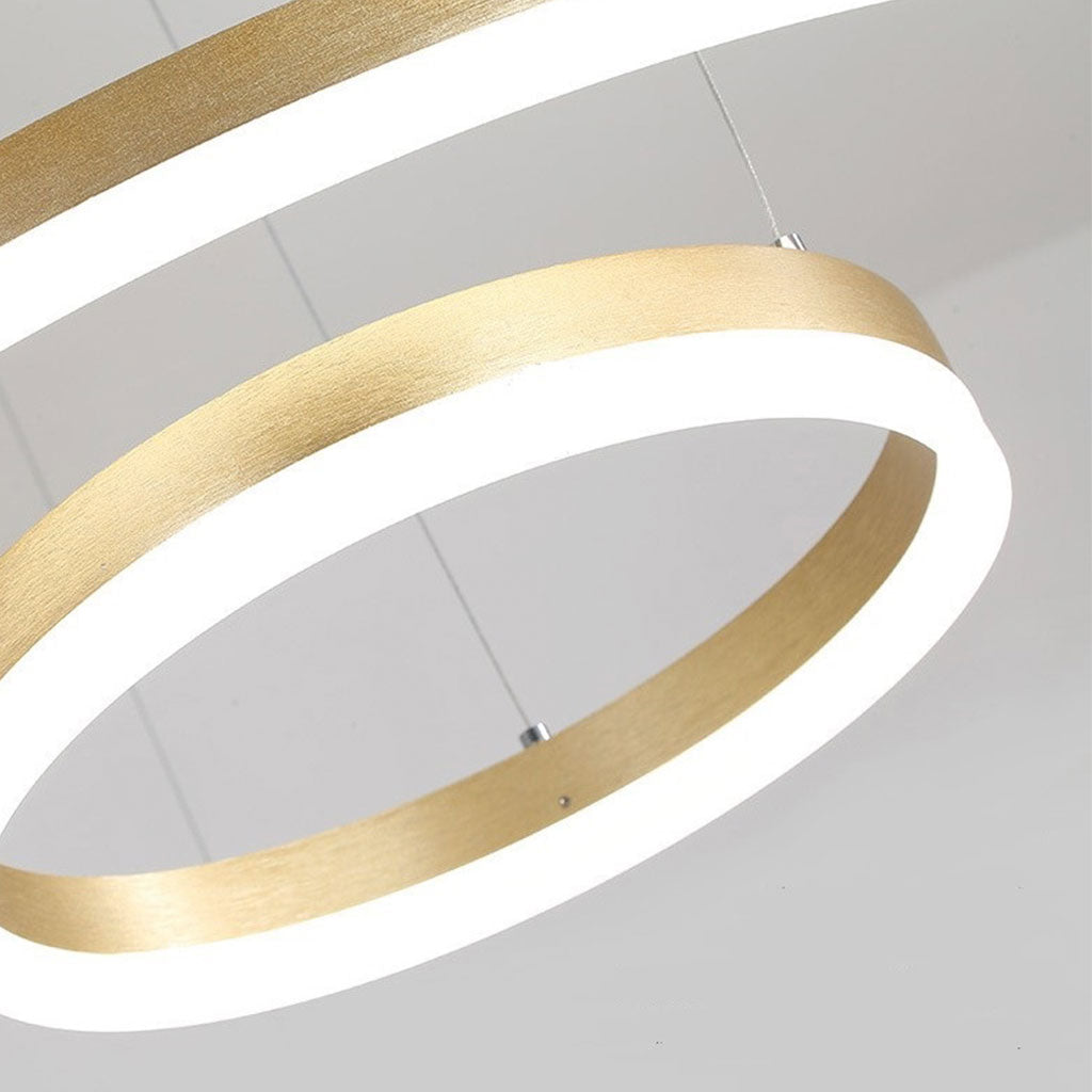 Chandelier Dimmable Minimalist Aluminum Multiple Rings, Gold/Black