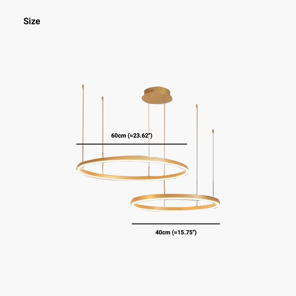 Chandelier Dimmable Minimalist Aluminum Multiple Rings, Gold/Black
