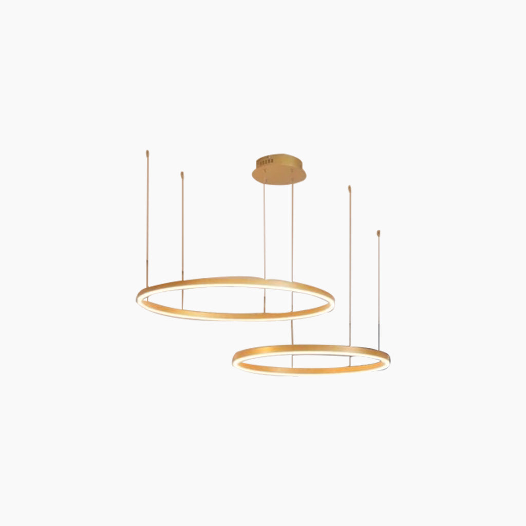 Chandelier Dimmable Minimalist Aluminum Multiple Rings, Gold/Black
