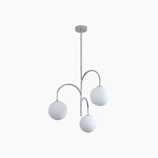 Chandelier Nordic Bauhaus Chrome Glass Globe, 3 Lights
