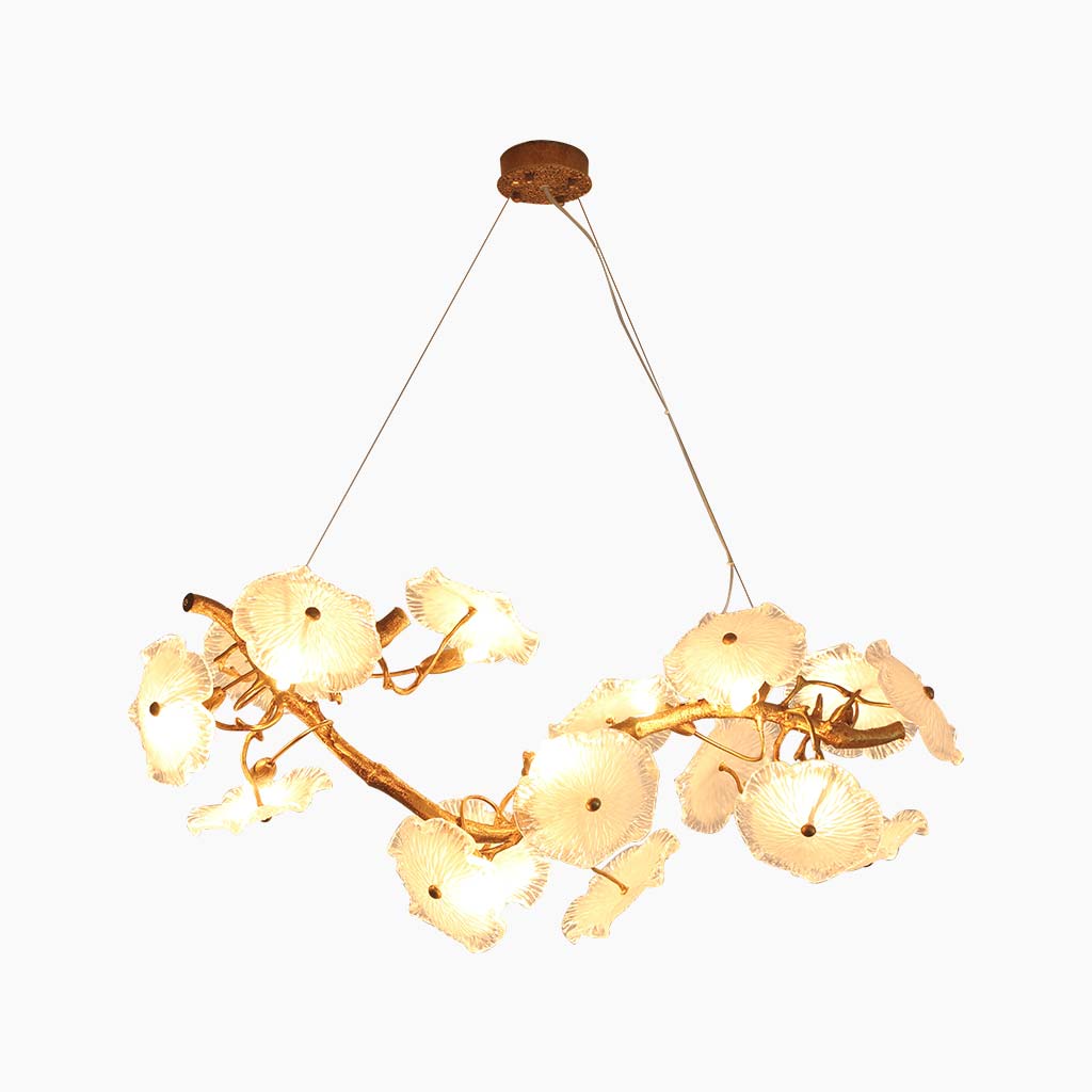 Chandelier Post-Modern High Ceiling Artistic Brass Branch Lotus