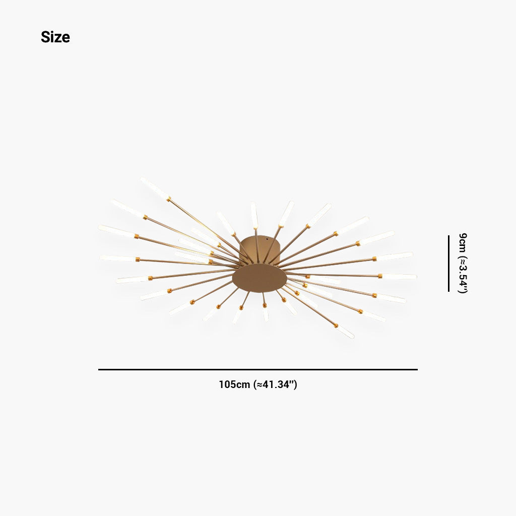 LED Chandelier Ceiling Light Unique Starburst, Black/Gold