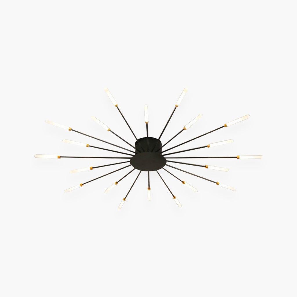 LED Chandelier Ceiling Light Unique Starburst, Black/Gold